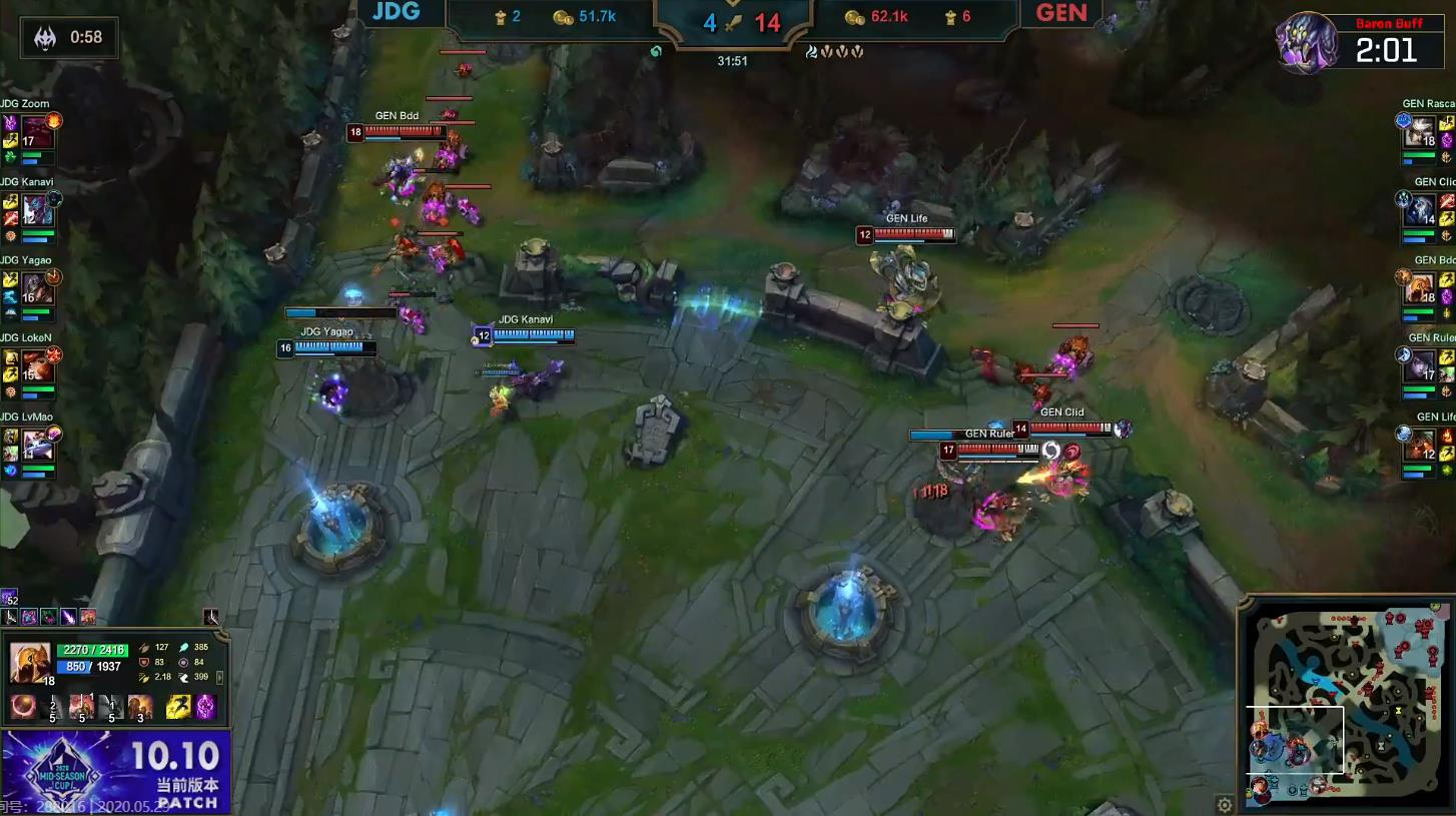 DK险胜GEN，Kanavi打出惊人五杀淘汰赛3:2（伦敦）